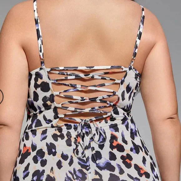 4X Curvesoul Leopard Print Side Split Maxi Dress NWT - Picture 2 of 9